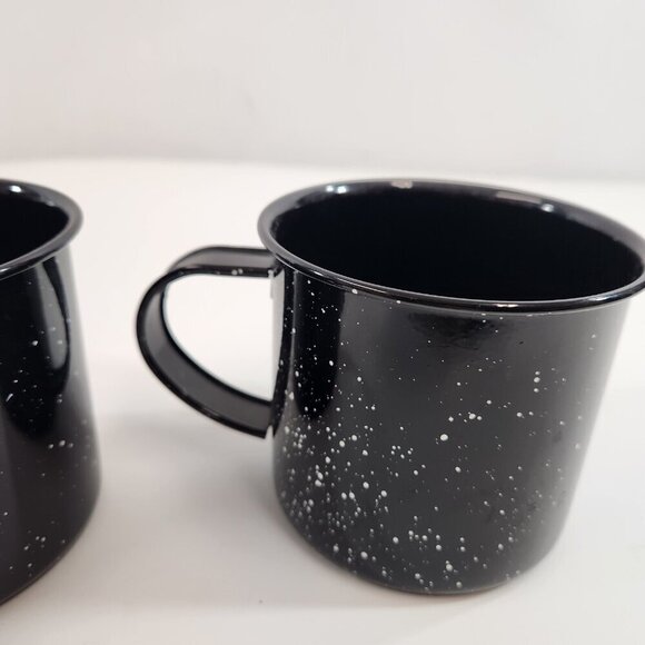 EVO Car Share Camping Enamel Mugs Black Speckled Outdoor Drinking Cups x 2 - Picture 7 of 11